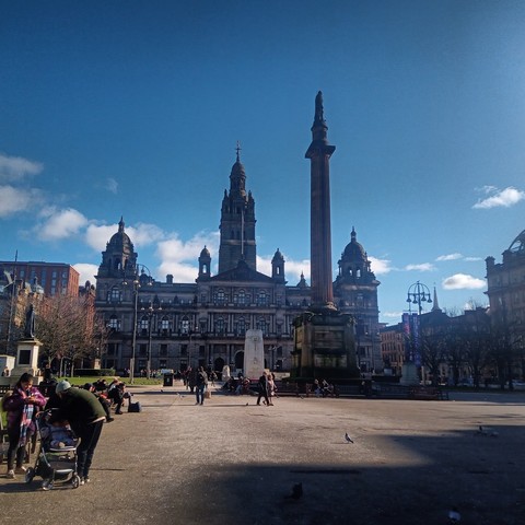 A very sunny George Square in Glasgow