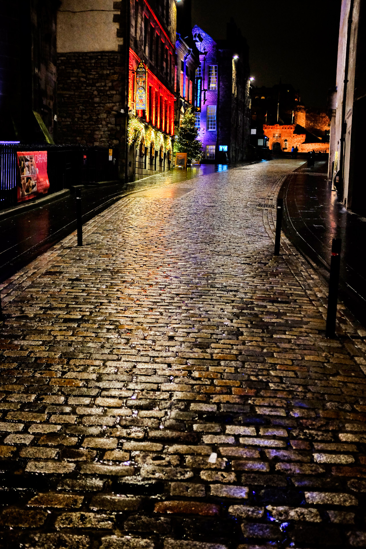 Looking up Castle Hill at night Looking up Castle Hill at night